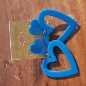 Blue heart earrings